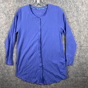 GUDRUN SJODEN Blue sz S Jersey shirt cardigan tunic stretch eco-cotton